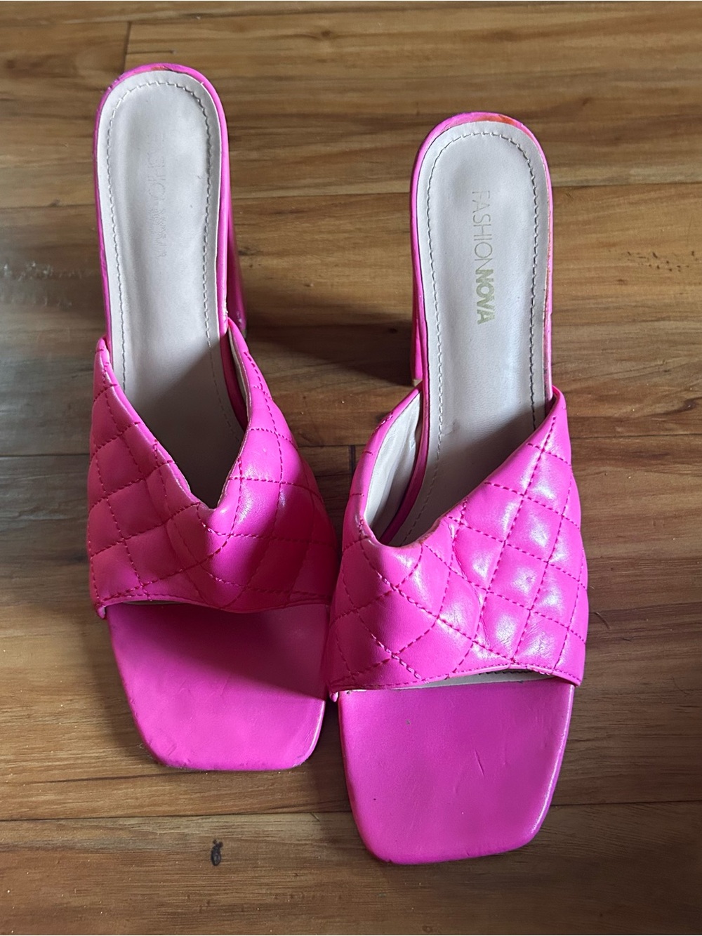Fashion Nova Hot Pink Quilted Slide Mules